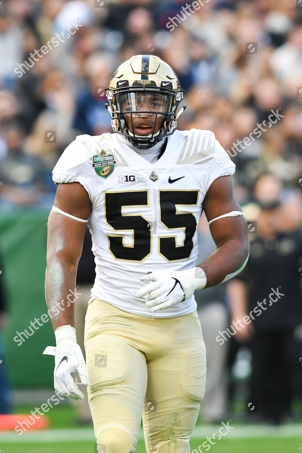 Purdue Linebacker Derrick Barnes 55 During Game Editorial Stock