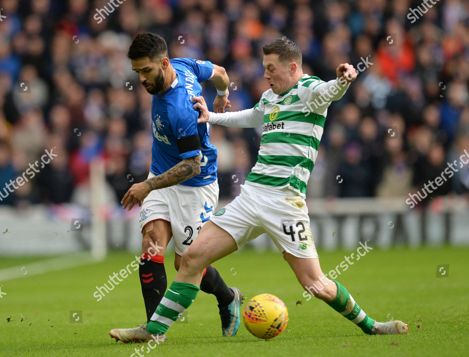 Callum Mcgregor Celtic Challenges Candeias Rangers Editorial Stock ...