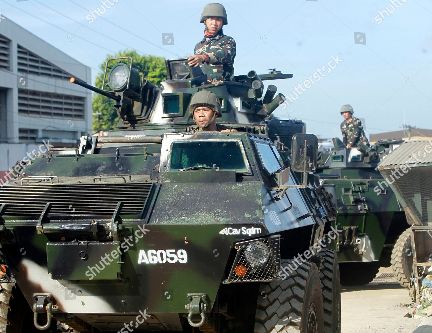 Philippine Government Troops On Armoured Vehicles Editorial Stock Photo ...