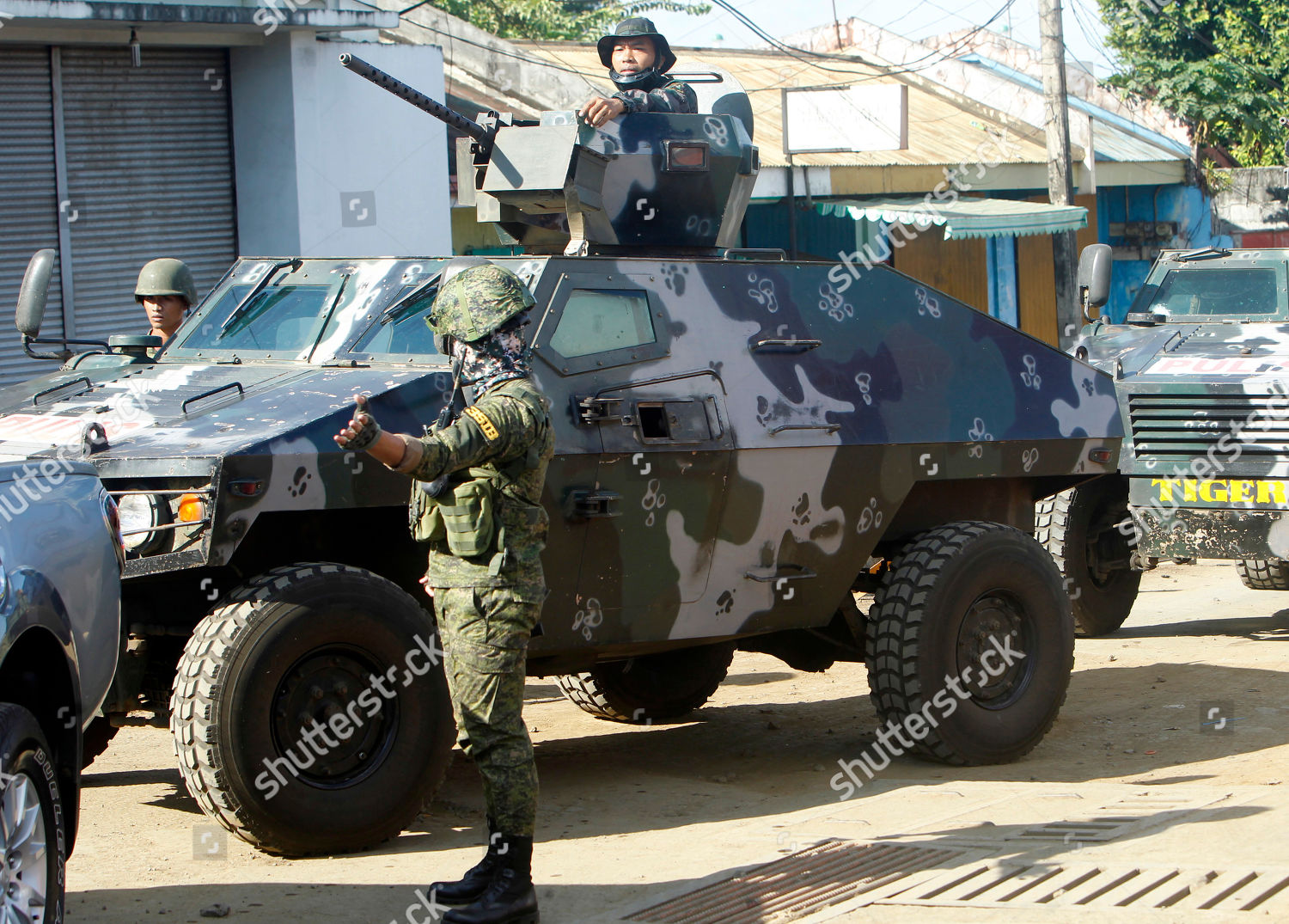 Philippine Government Troops On Armoured Vehicles Editorial Stock Photo ...