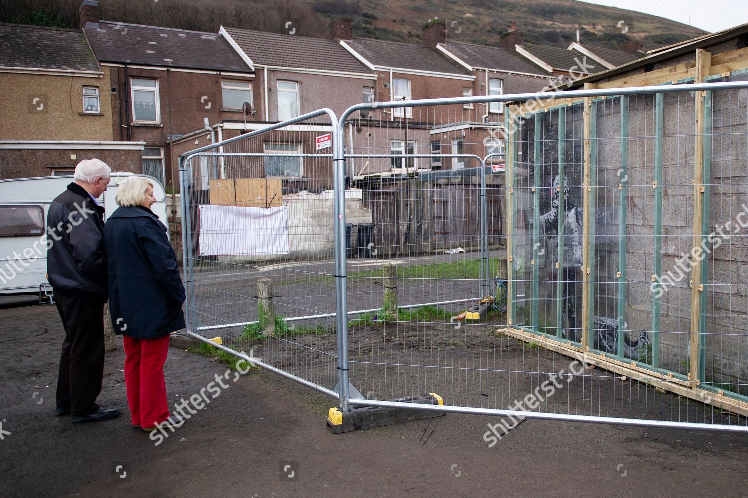 Banksy Graffiti On Garage Port Talbot Editorial Stock Photo