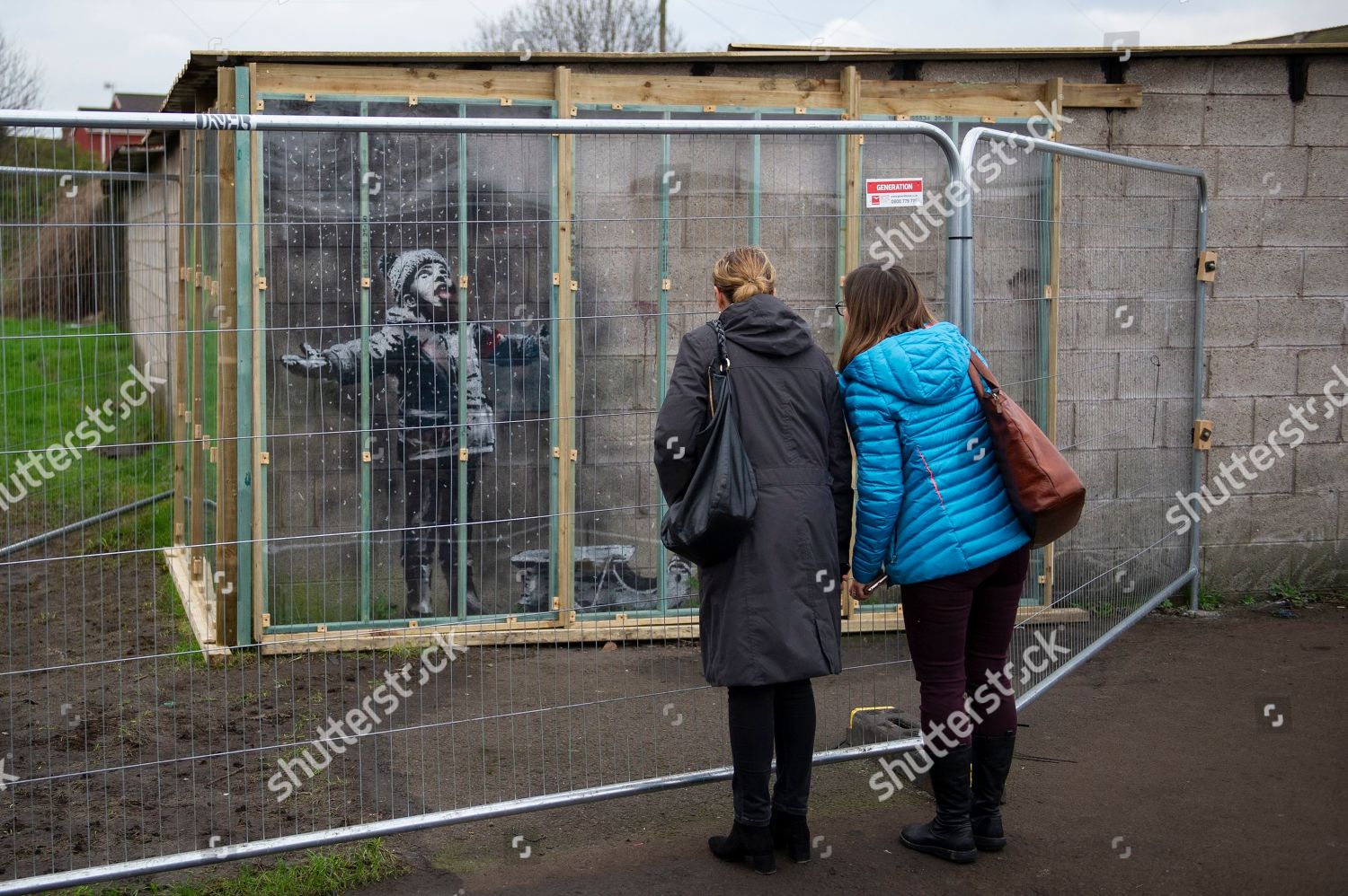 Banksy Graffiti On Garage Port Talbot Editorial Stock Photo