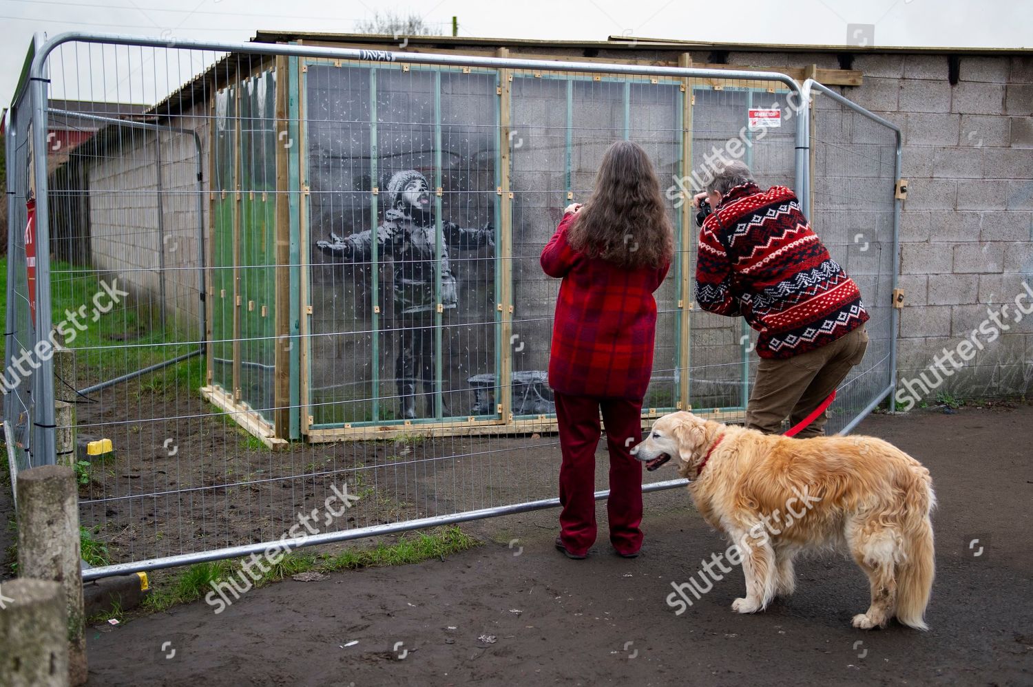 Banksy Graffiti On Garage Port Talbot Editorial Stock Photo