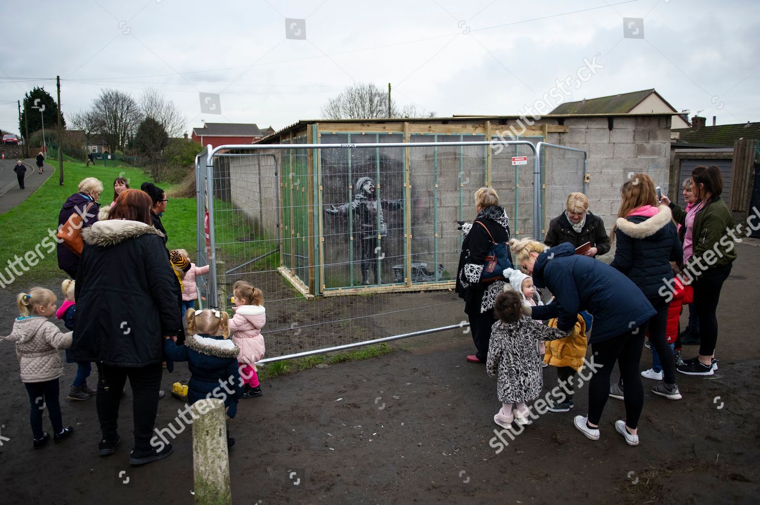 Banksy Graffiti On Garage Port Talbot Editorial Stock Photo