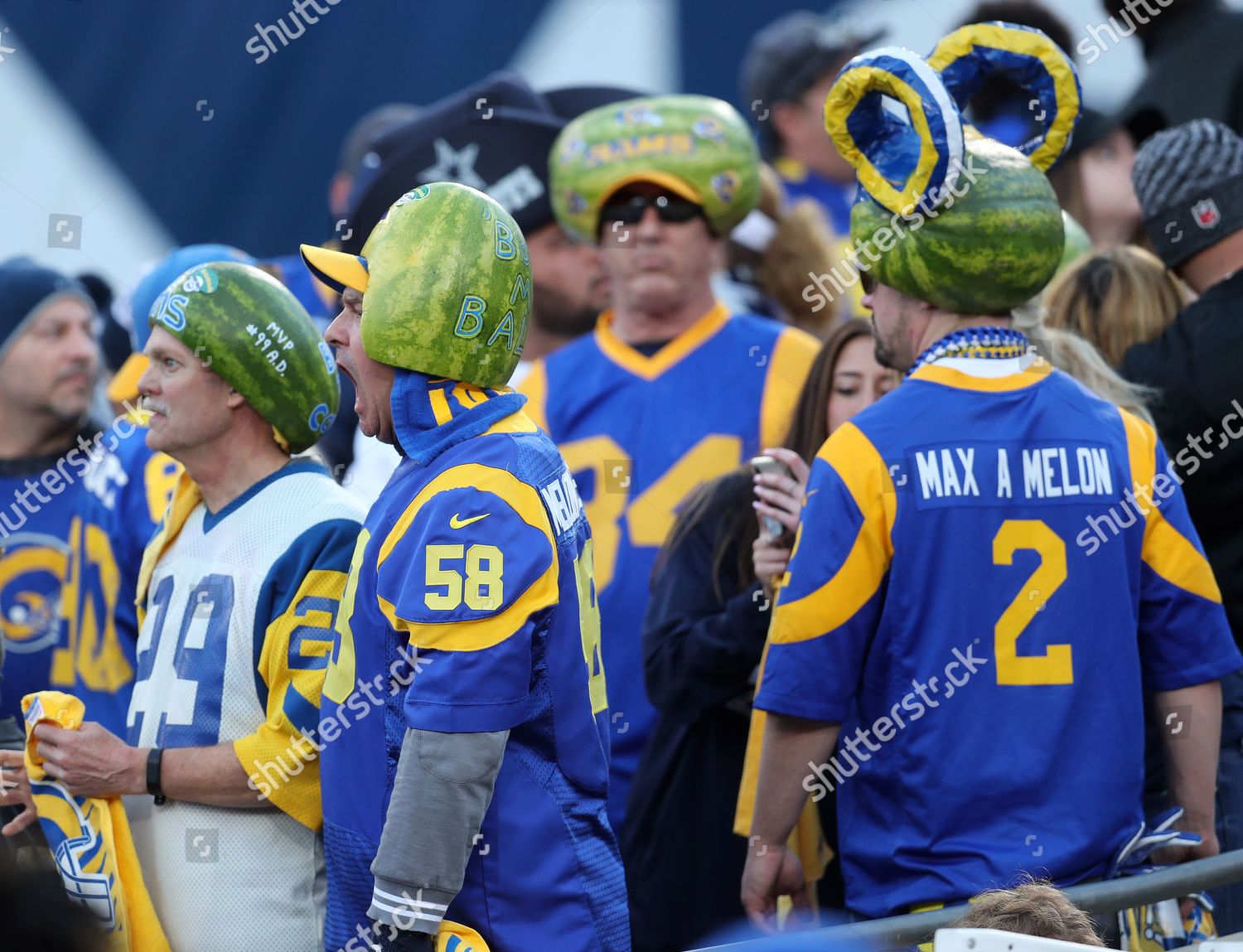 Why do Los Angeles Rams fans wear melon heads?