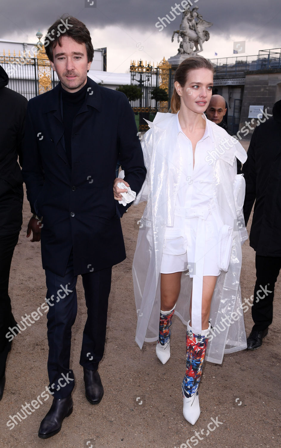 Natalia Vodianova, Antoine Arnault and Delphine Arnault attend the Louis  Vuitton Womenswear Spring/Summer 2021 show as part of Paris Fashion Week on  October 06, 2020 in Paris, France.Photo by David Niviere /
