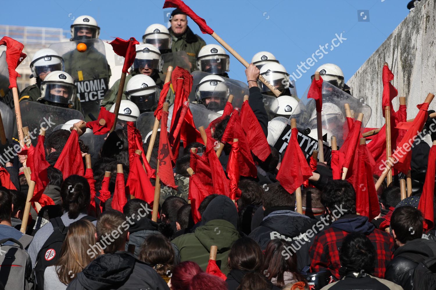 University Students Argue Riot Police During Editorial Stock Photo ...