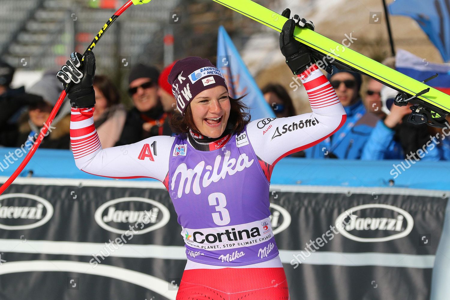 Ramona Siebenhofer Austria Celebrates Finish Area Editorial Stock Photo ...