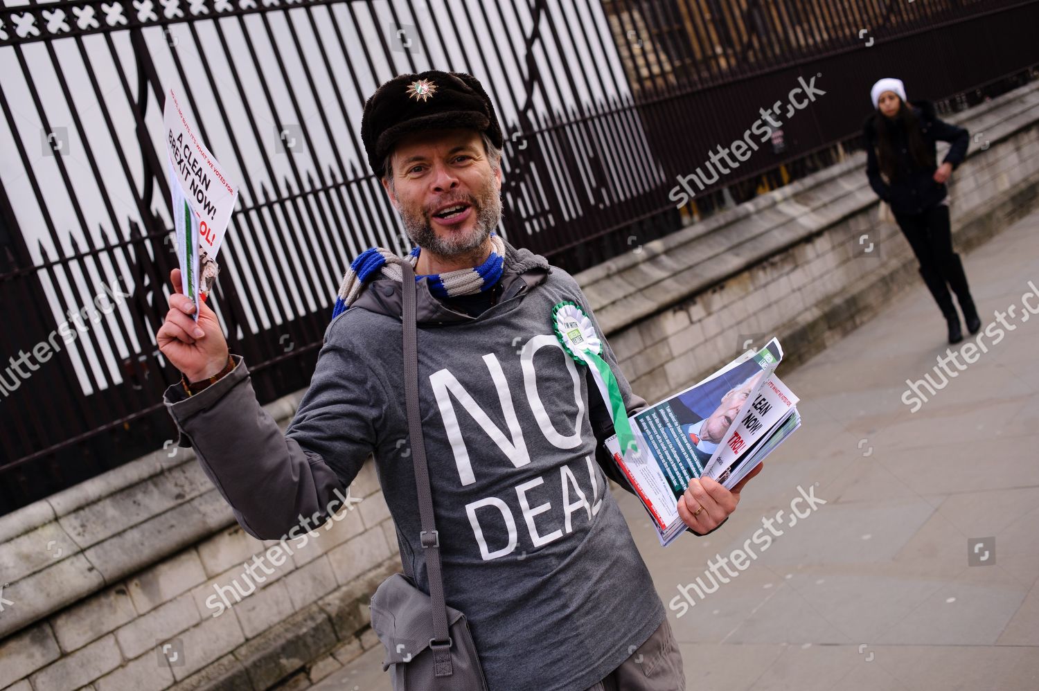 Brexit Supporter Demonstrates Outside Houses Parliament Editorial Stock