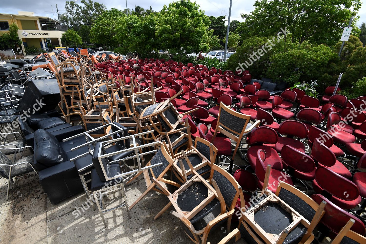 Flooddamaged Chairs Couches Seen Outside Townsville Rsl