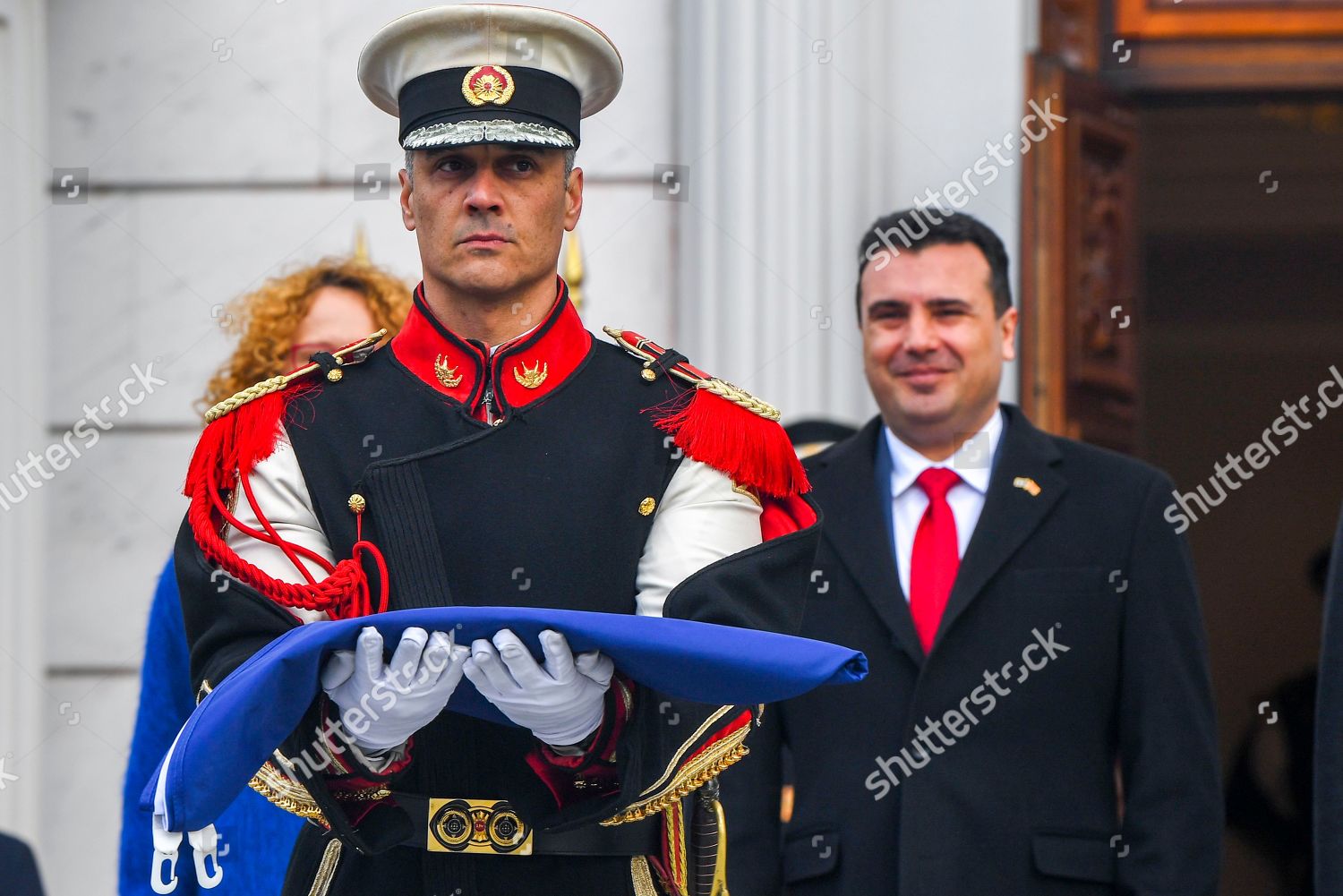 Member Honor Guard Carries Nato Flag During Foto Editorial En Stock Imagen En Stock Shutterstock