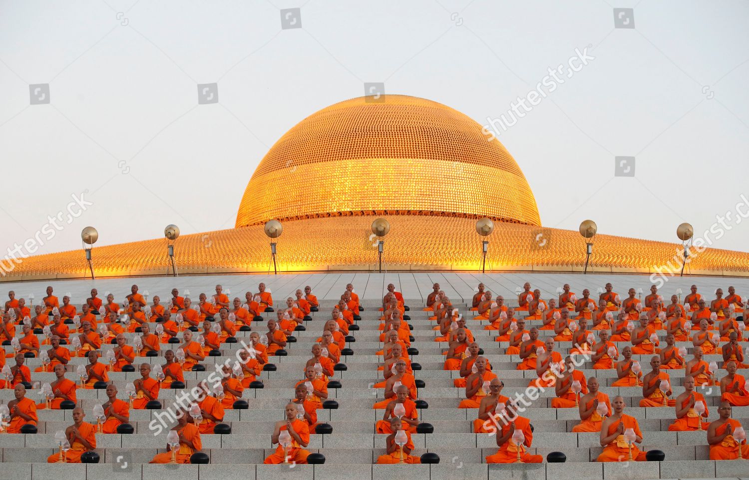Thai Buddhist Monks Pray During Religious Ceremony Editorial Stock Photo Stock Image Shutterstock