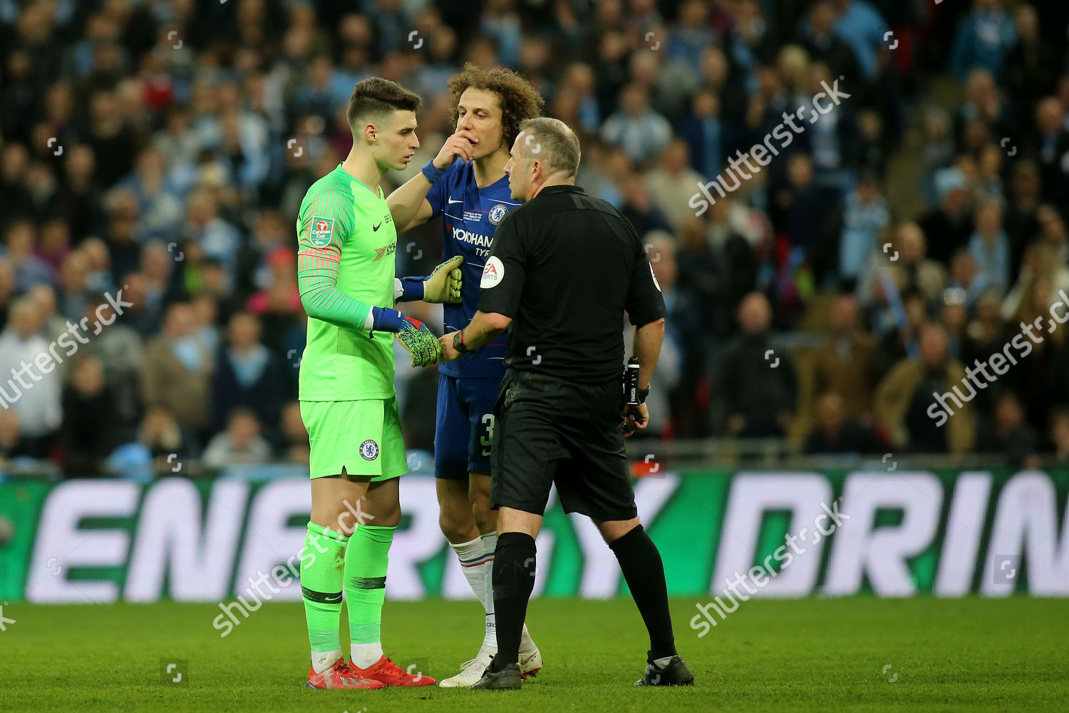 Referee Jon Moss Asks Chelsea Goalkeeper Editorial Stock Photo Stock