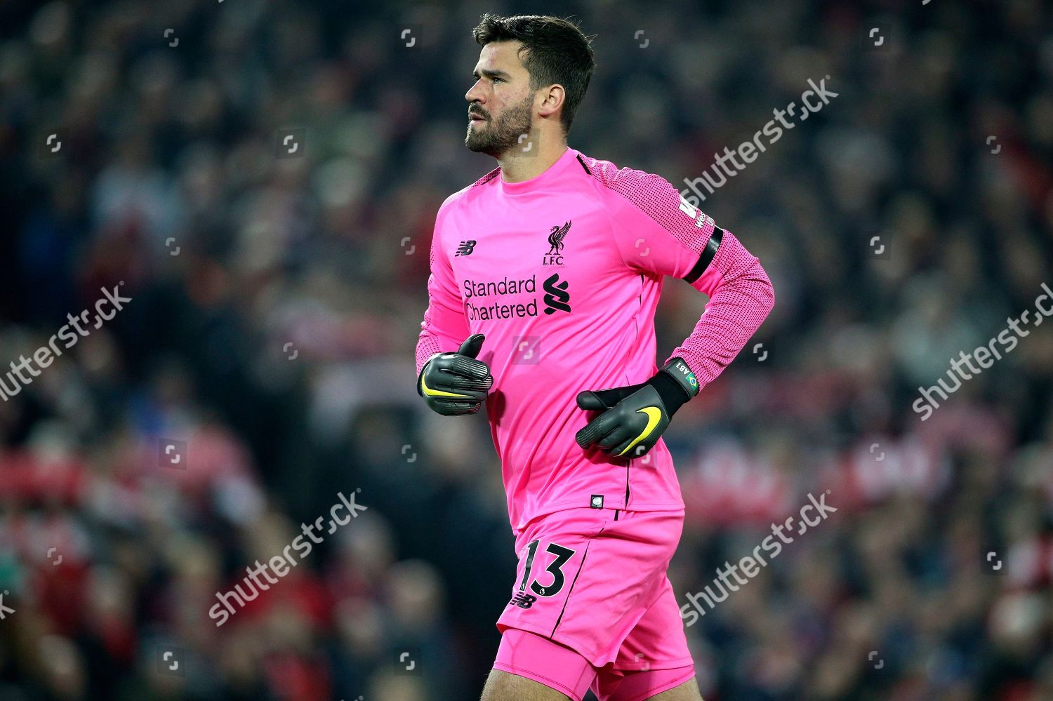 Liverpool Goalkeeper Alisson Becker 13 During Editorial Stock Photo