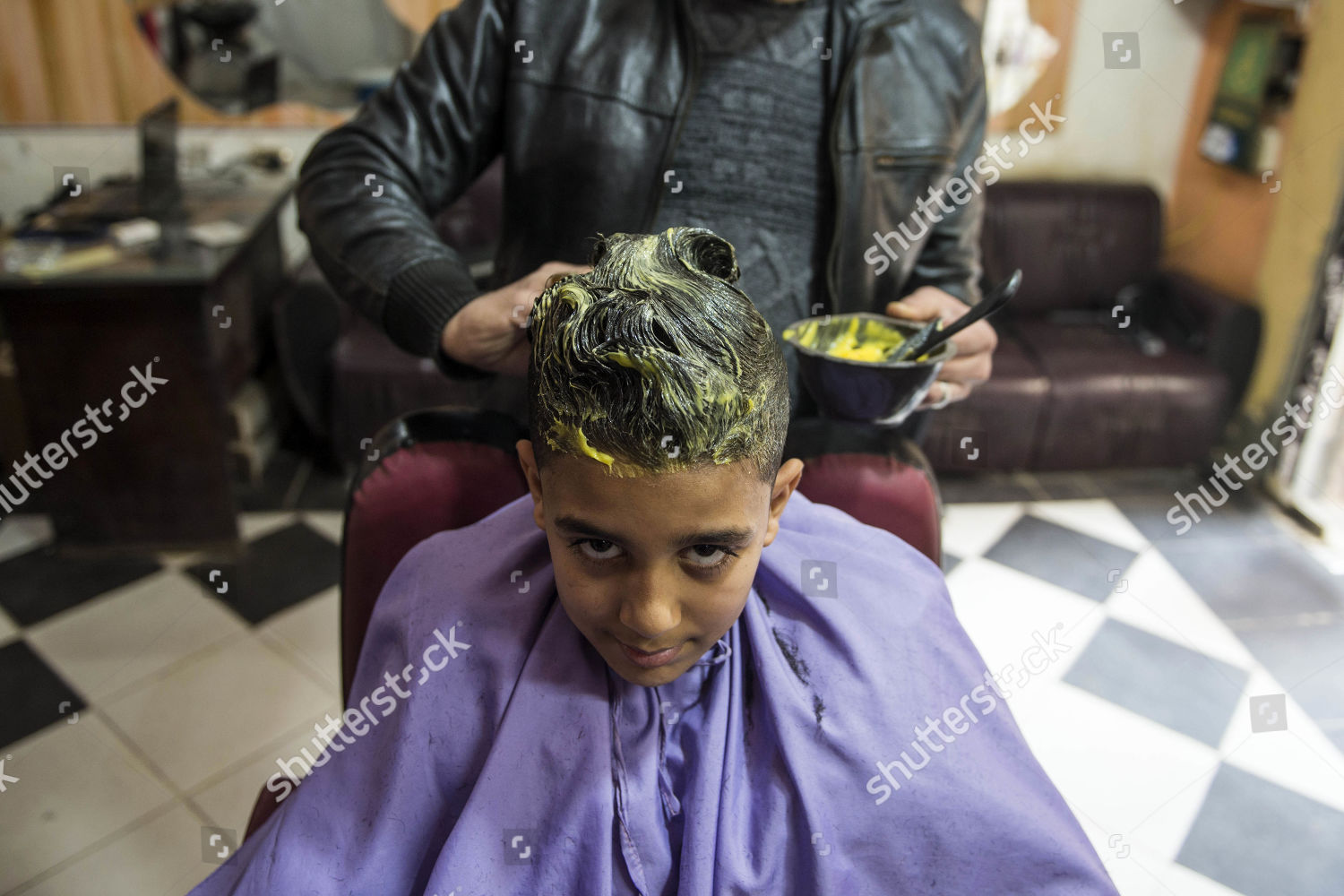 Egyptian Barber Hamada Ramadan Prepares Straighten Editorial Stock