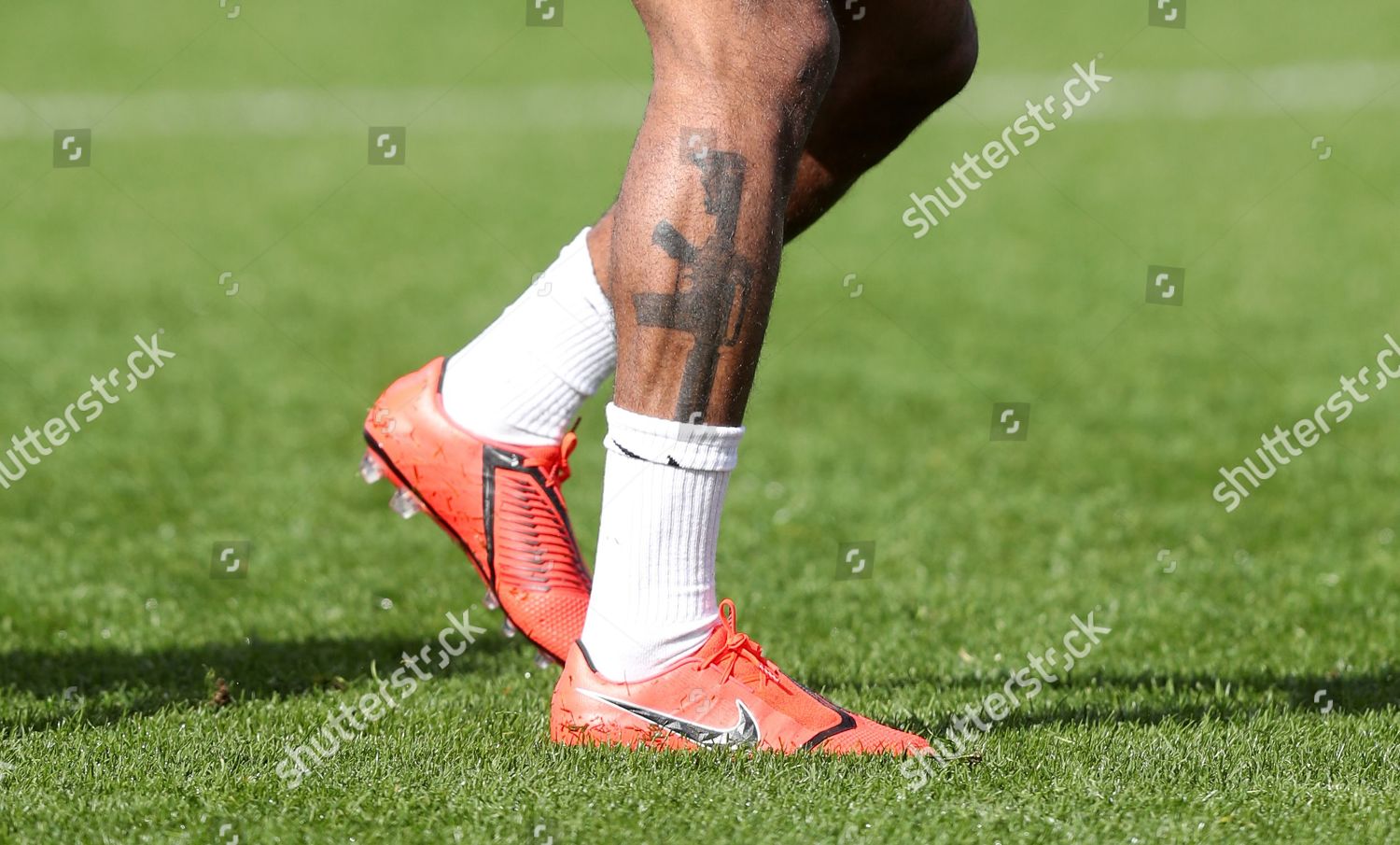 Tattoo On Leg Raheem Sterling England Editorial Stock Photo - Stock ...