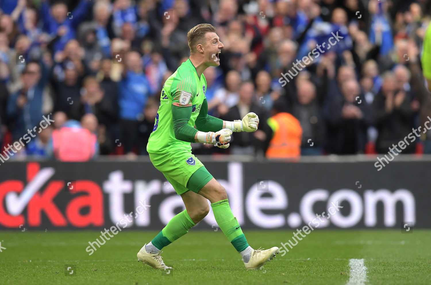 Goalkeeper Craig Macgillivray Portsmouth Celebrates Saving Editorial