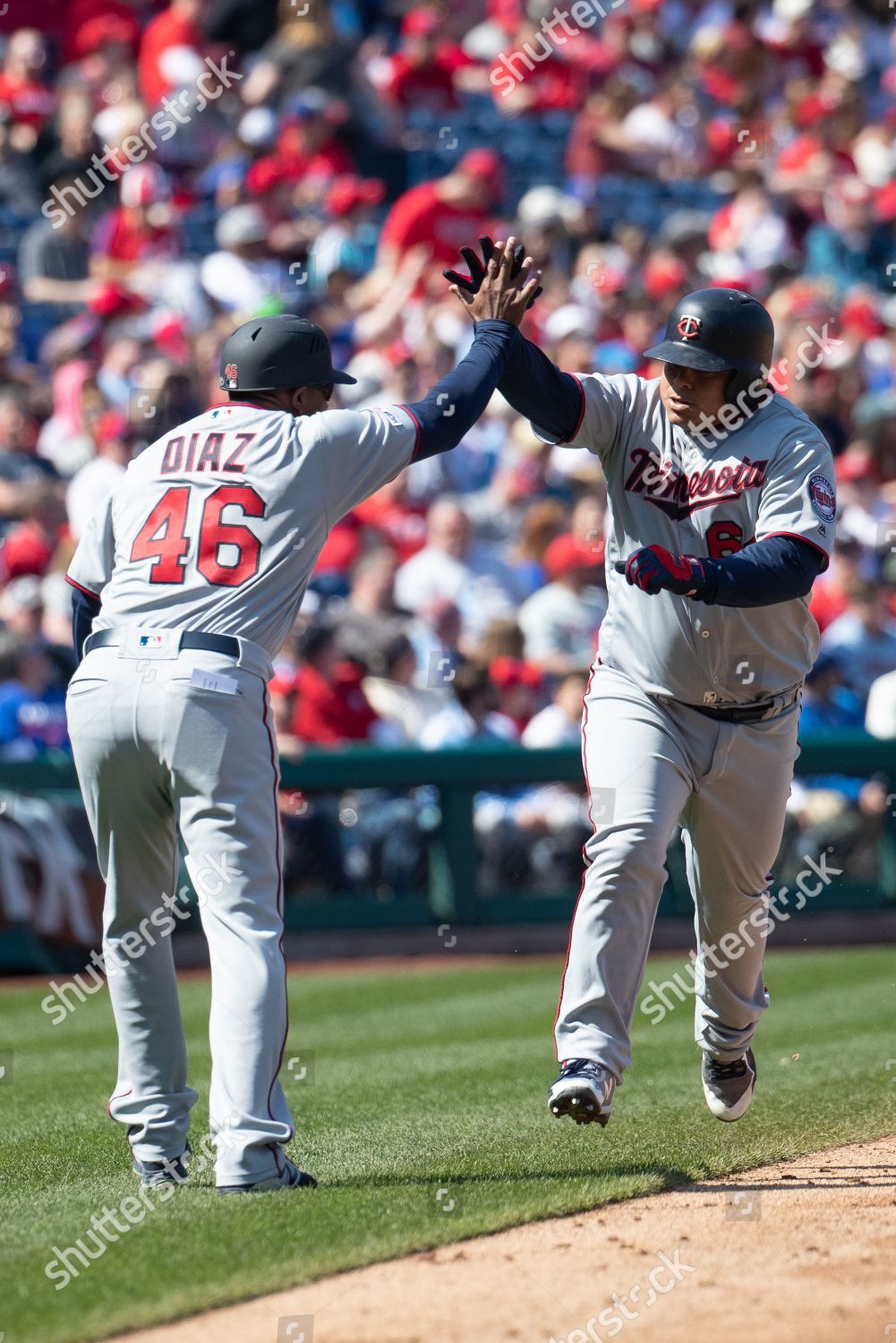 Philadelphia, Pennsylvania, USA. 6th Apr, 2019. Minnesota Twins catcher  Willians Astudillo (64) looks on during the MLB game between the Minnesota  Twins and Philadelphia Phillies at Citizens Bank Park in Philadelphia,  Pennsylvania.