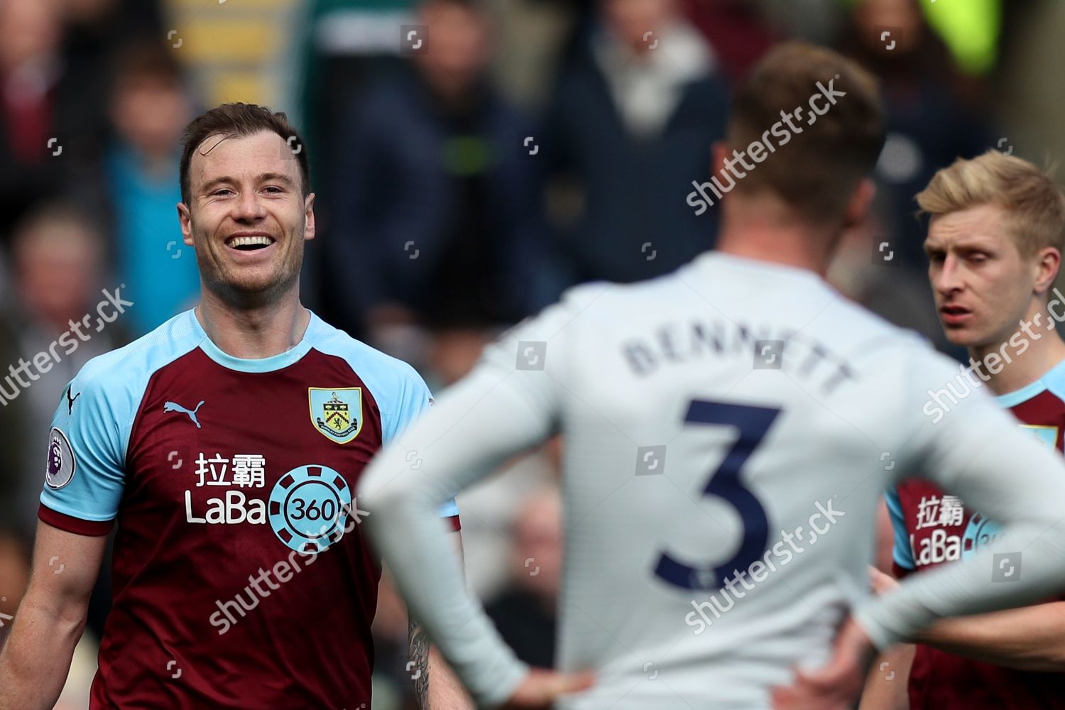 Ashley Barnes Burnley Smiles Joe Bennett Cardiff Editorial Stock