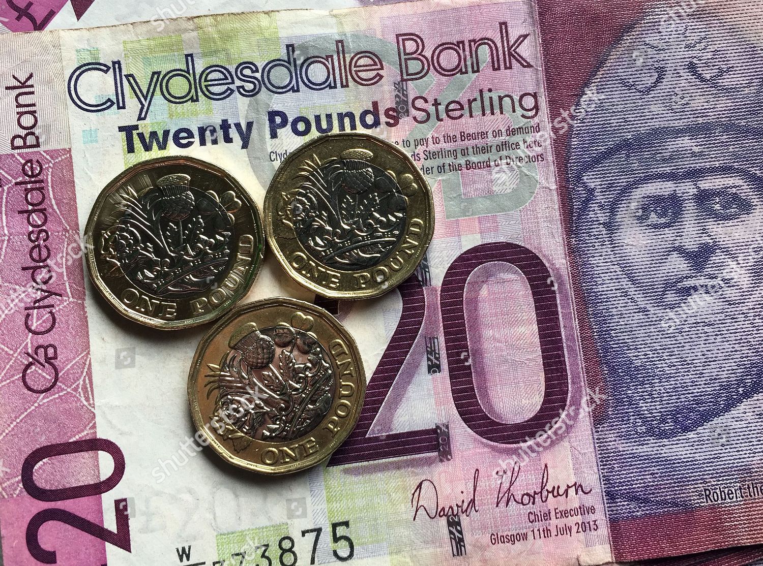 Scottish 20 Pound Notes Clydesdale Bank Pound Editorial Stock