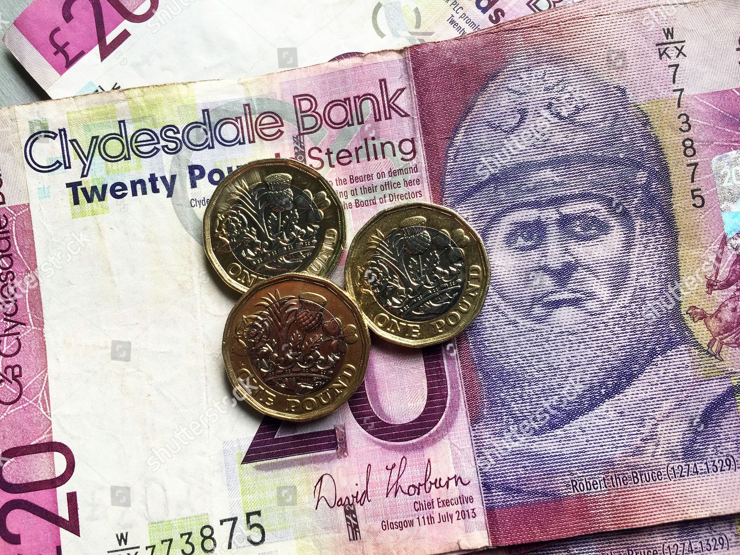 Scottish 20 Pound Notes Clydesdale Bank Pound Editorial Stock