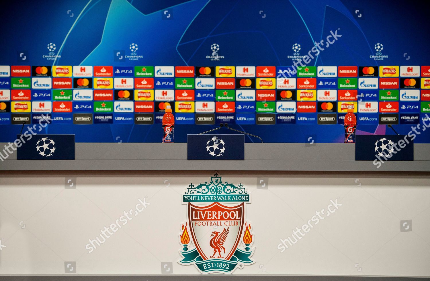 Stage Press Conference Room Anfield Liverpool Britain