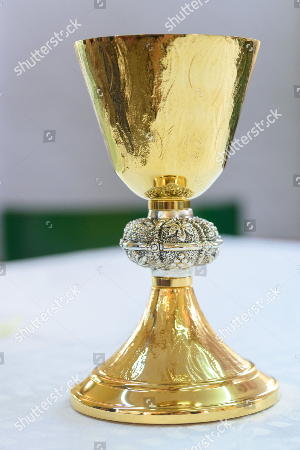 Gilded Sacrificial Chalice On Display During Editorial Stock Photo ...