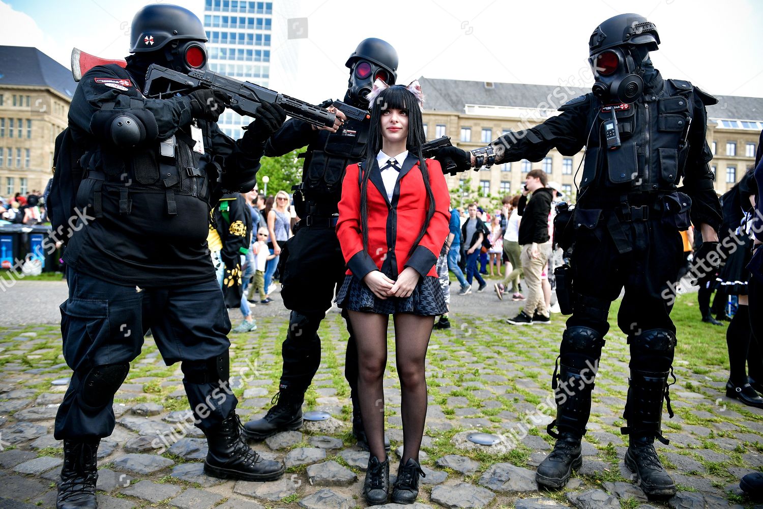 Resident Evil Umbrella Corp Costumed Cosplayers Attend Editorial