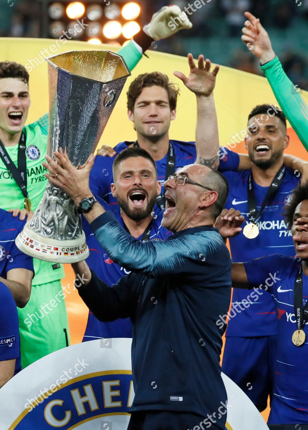 Chelseas Manager Maurizio Sarri Lifts Trophy After Editorial Stock Photo Stock Image Shutterstock