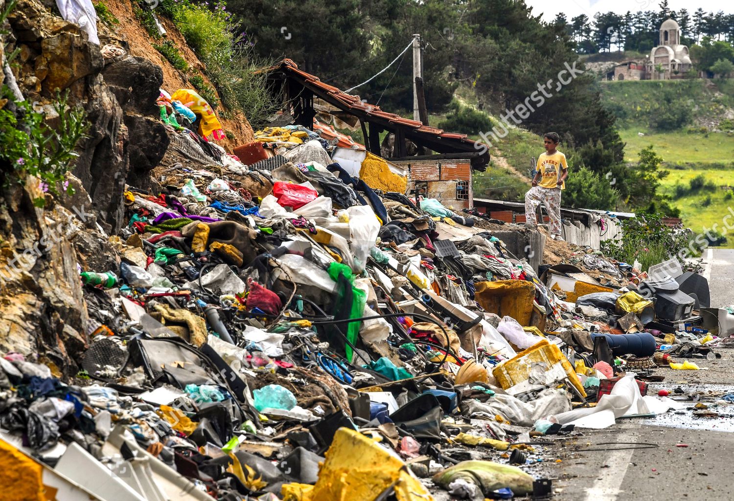 Roma Boy Stands On Top Garbage Near Editorial Stock Photo Stock Image Shutterstock