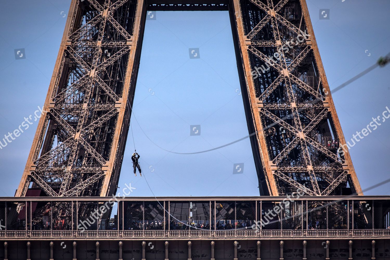 Person Zip Lines Down Second Floor Eiffel Editorial Stock Photo