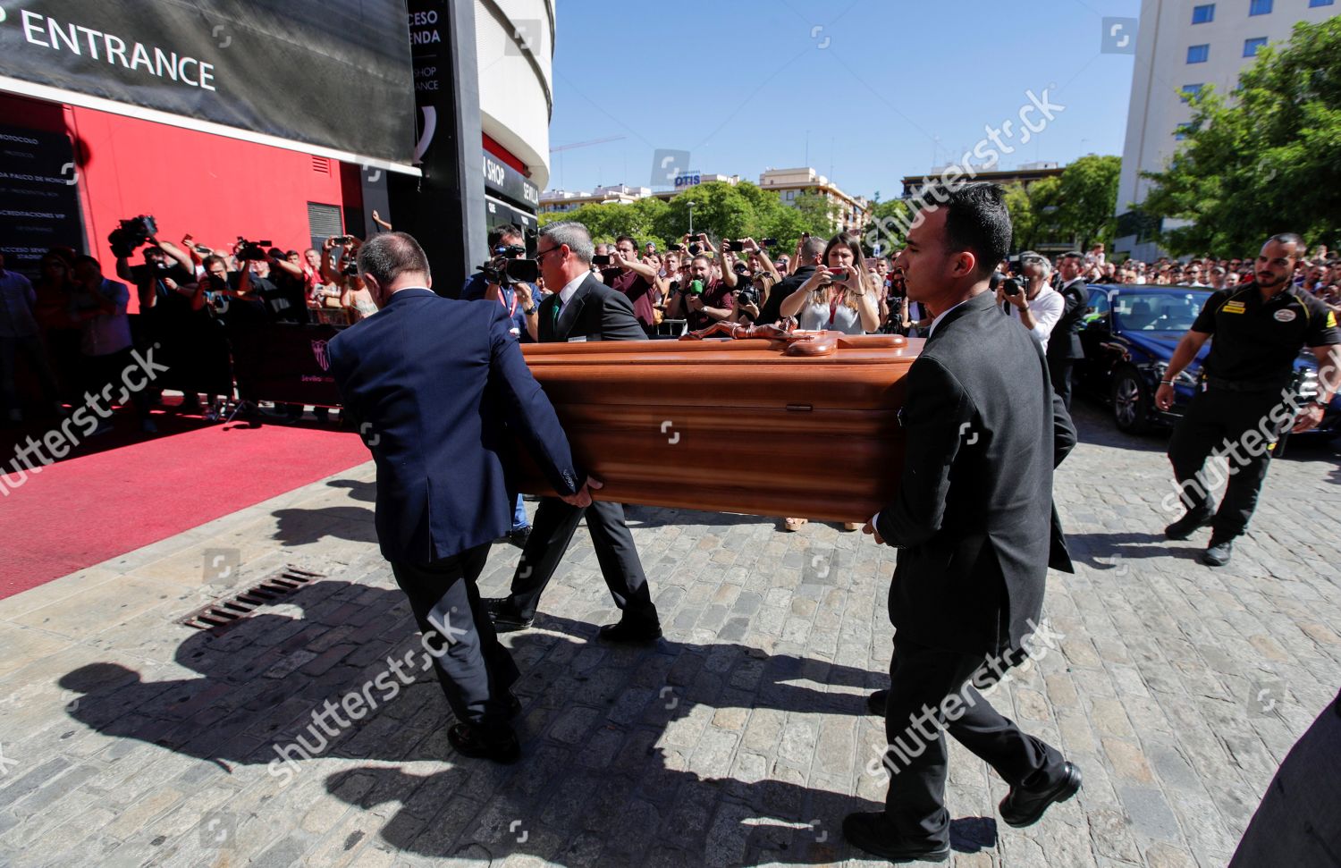 Men Carry Coffin Spanish Soccer Player Jose Editorial Stock Photo