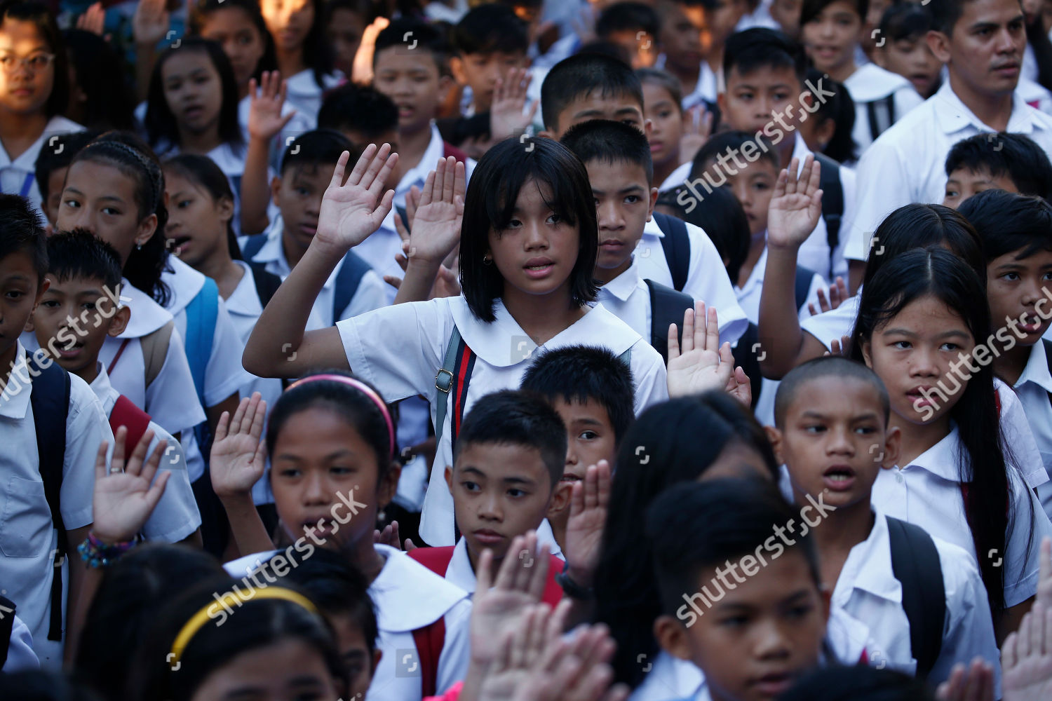 Elementary Students Recite Oath Allegiance Philippines Editorial Stock ...