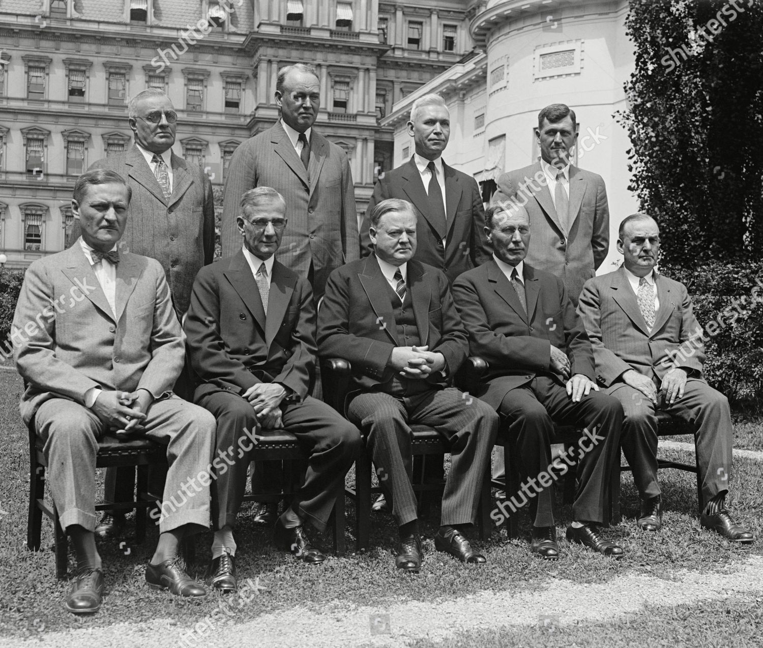 president-herbert-hoover-seated-center-federal-editorial-stock-photo