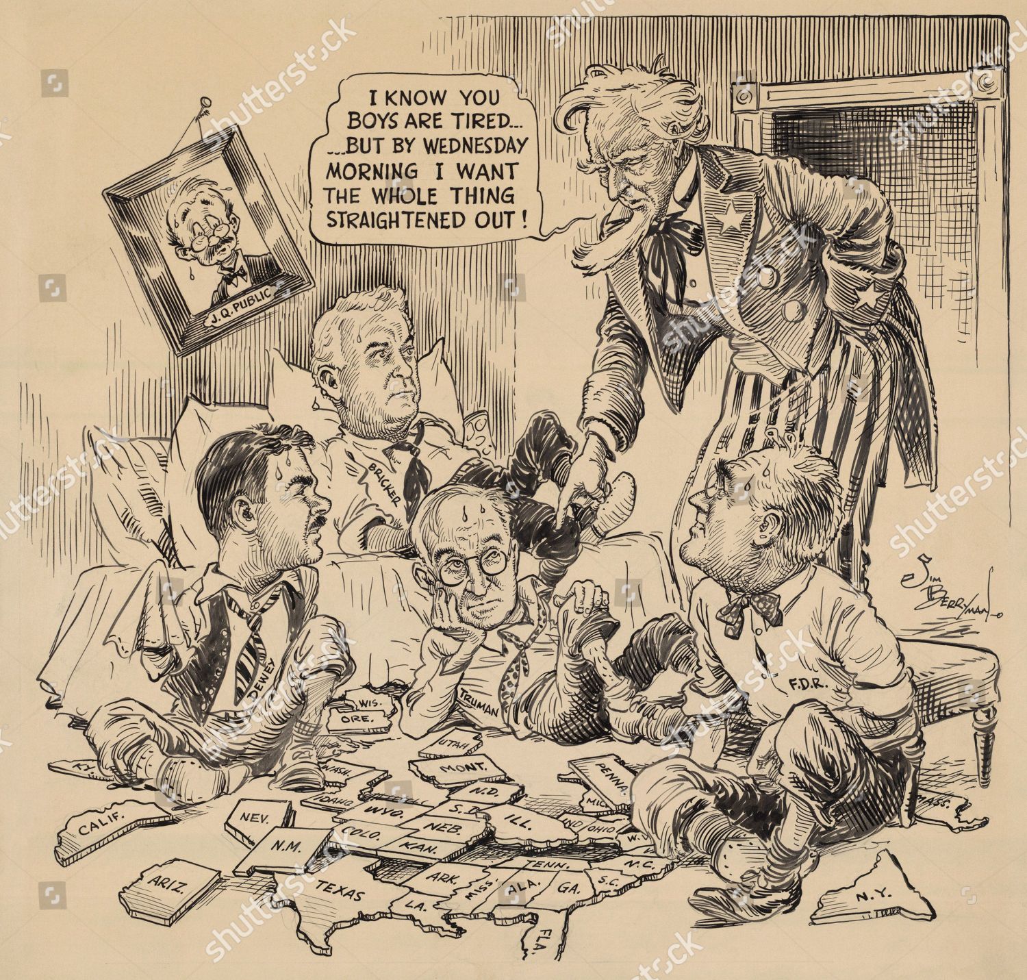 Cartoon About Us 1944 Presidential Election Editorial Stock Photo ...