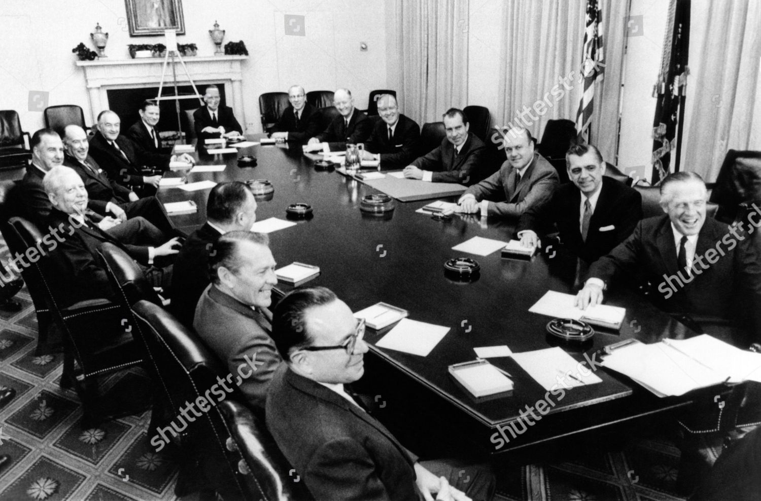 President Richard Nixon Holds First Formal Meeting Editorial Stock