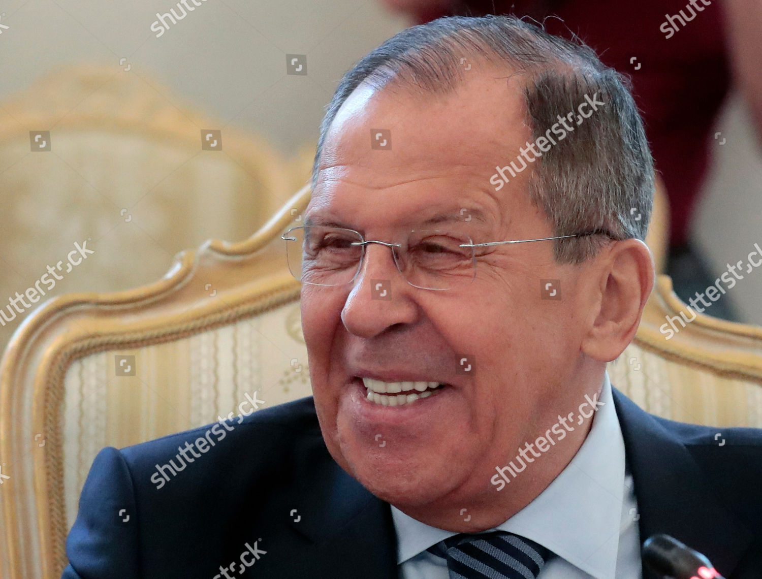 Russian Foreign Minister Sergei Lavrov Smiles Editorial Stock Photo ...