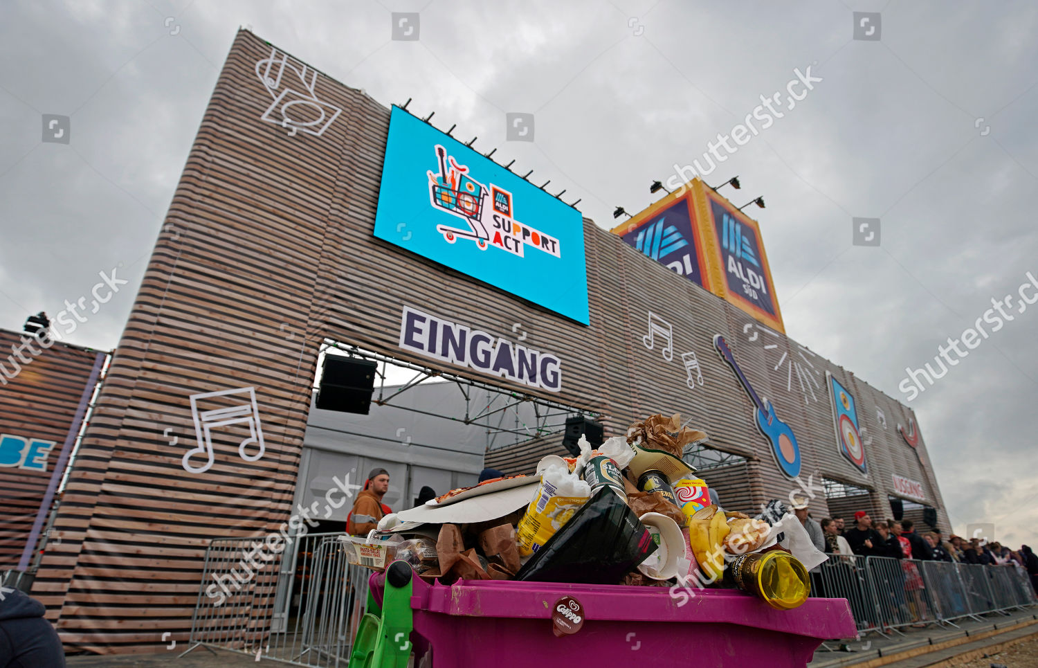 Overflowing Garbage Can Stands Front Aldi Editorial Stock Photo Stock