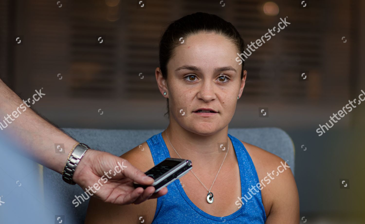 Ashleigh Barty Australia Talks Media During Editorial Stock Photo