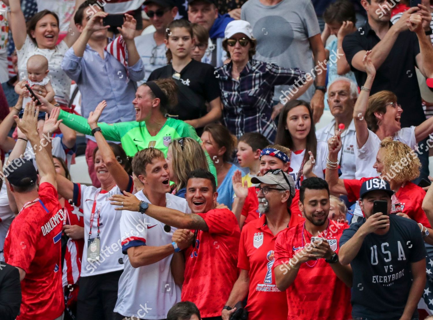 Abby Dahlkemper #7, USWNT, in the stands after winning the 2019 World Cup  with her boyfriend, Max Kepler.