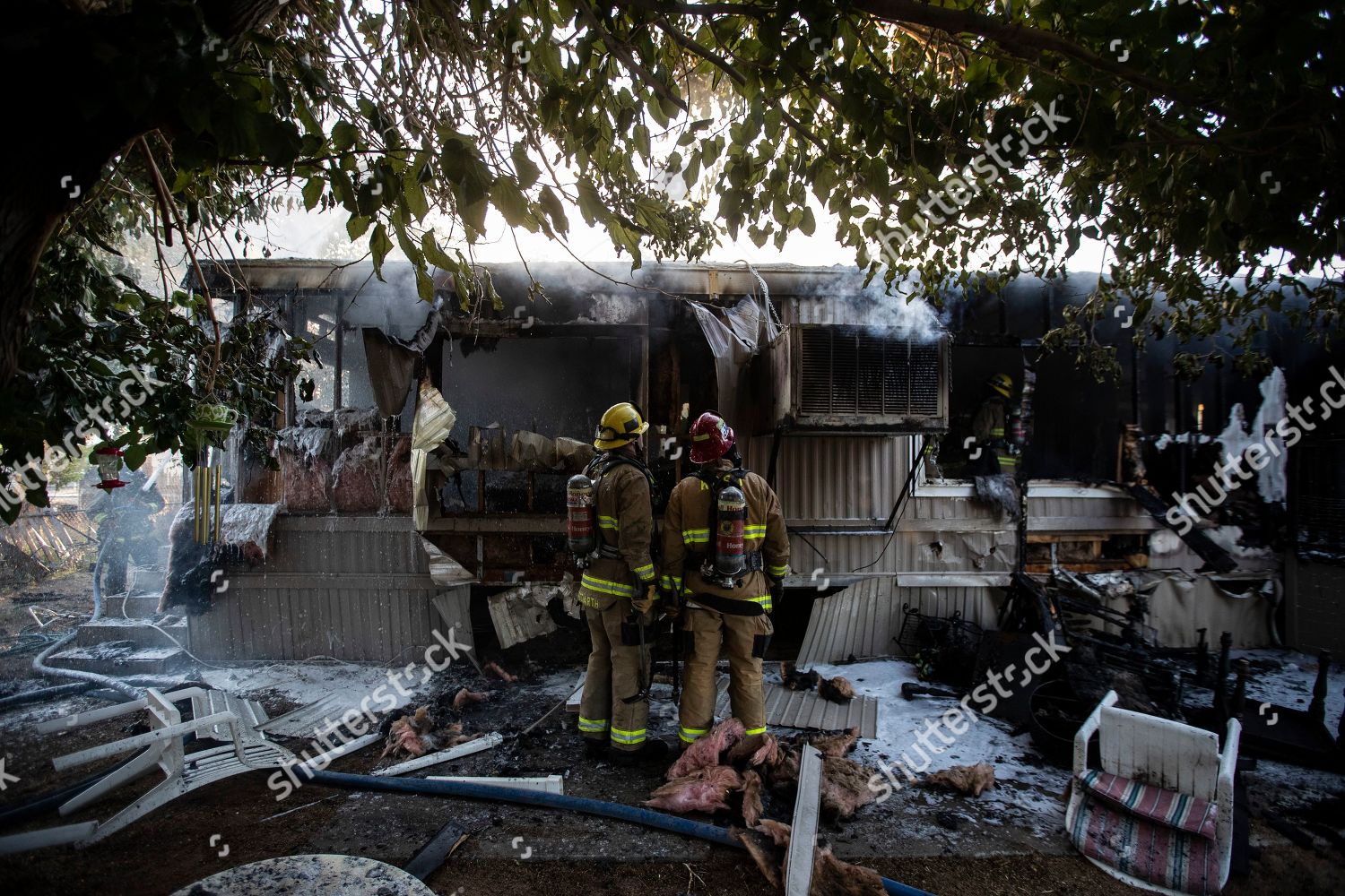 Firefighters Put Out Electrical Fire According Editorial Stock Photo