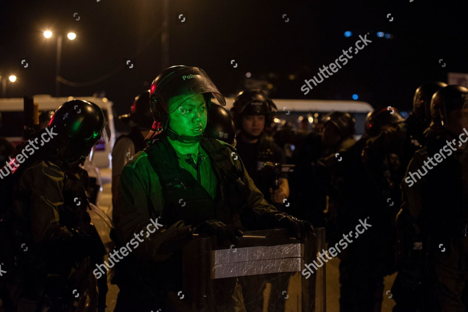 Protesters Use Green Laser Against Police Editorial Stock Photo - Stock ...