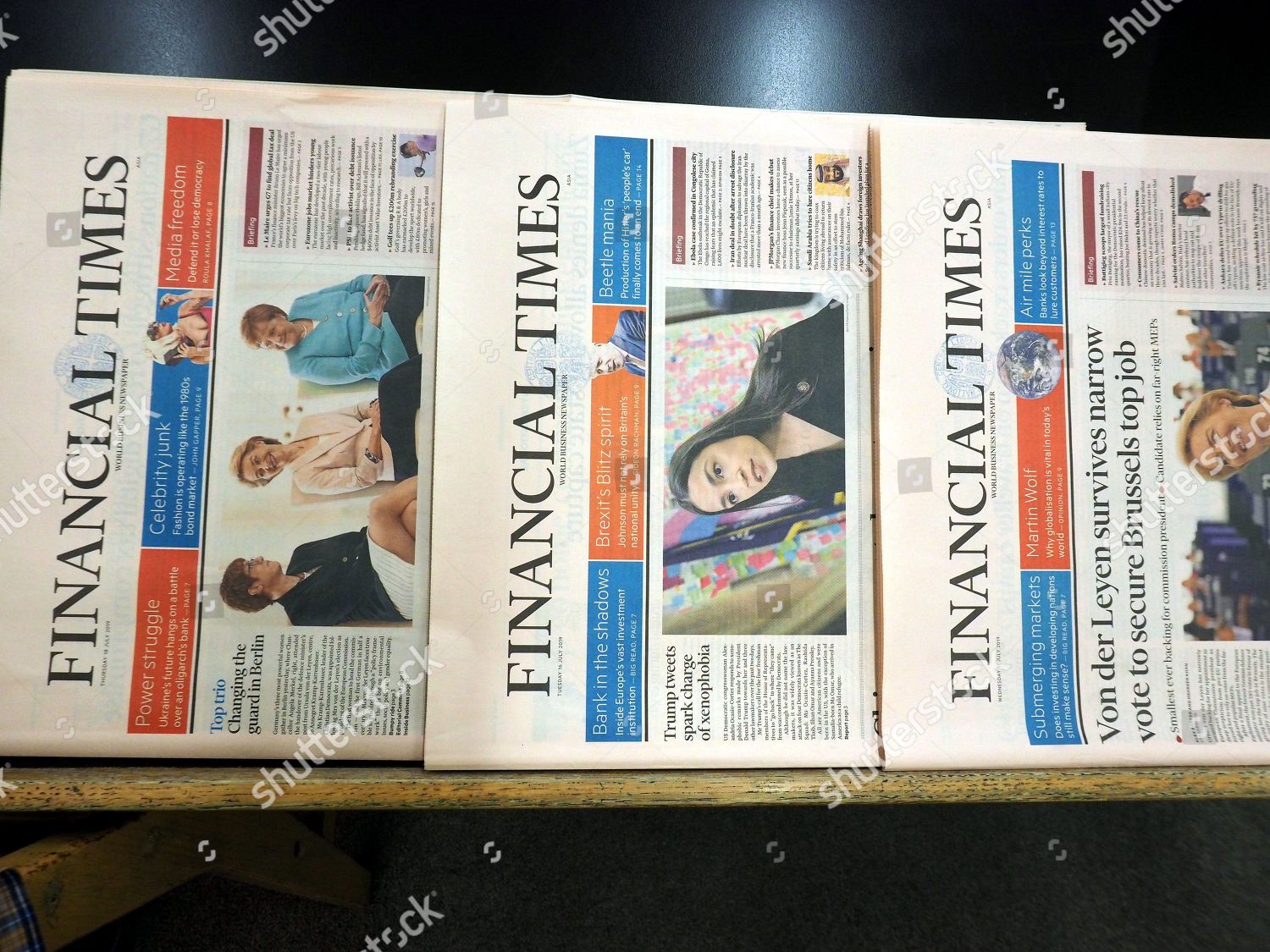 Copies British Newspaper Financial Times Ft On Editorial Stock