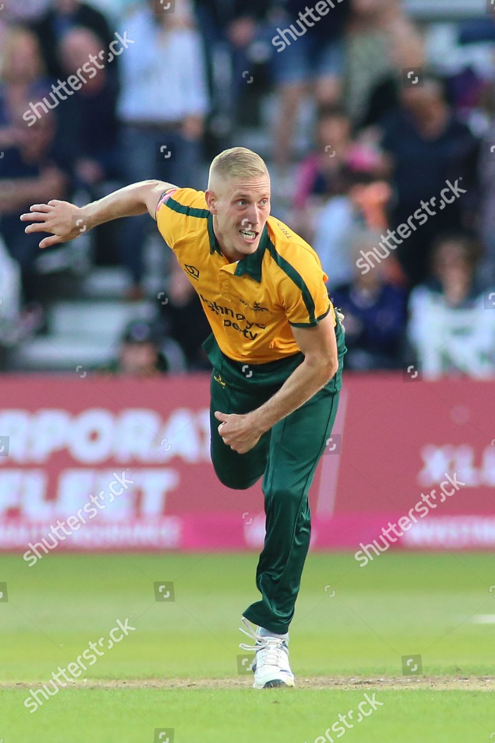 Luke Wood Nottinghamshire Outlaws Bowling During Editorial Stock Photo ...