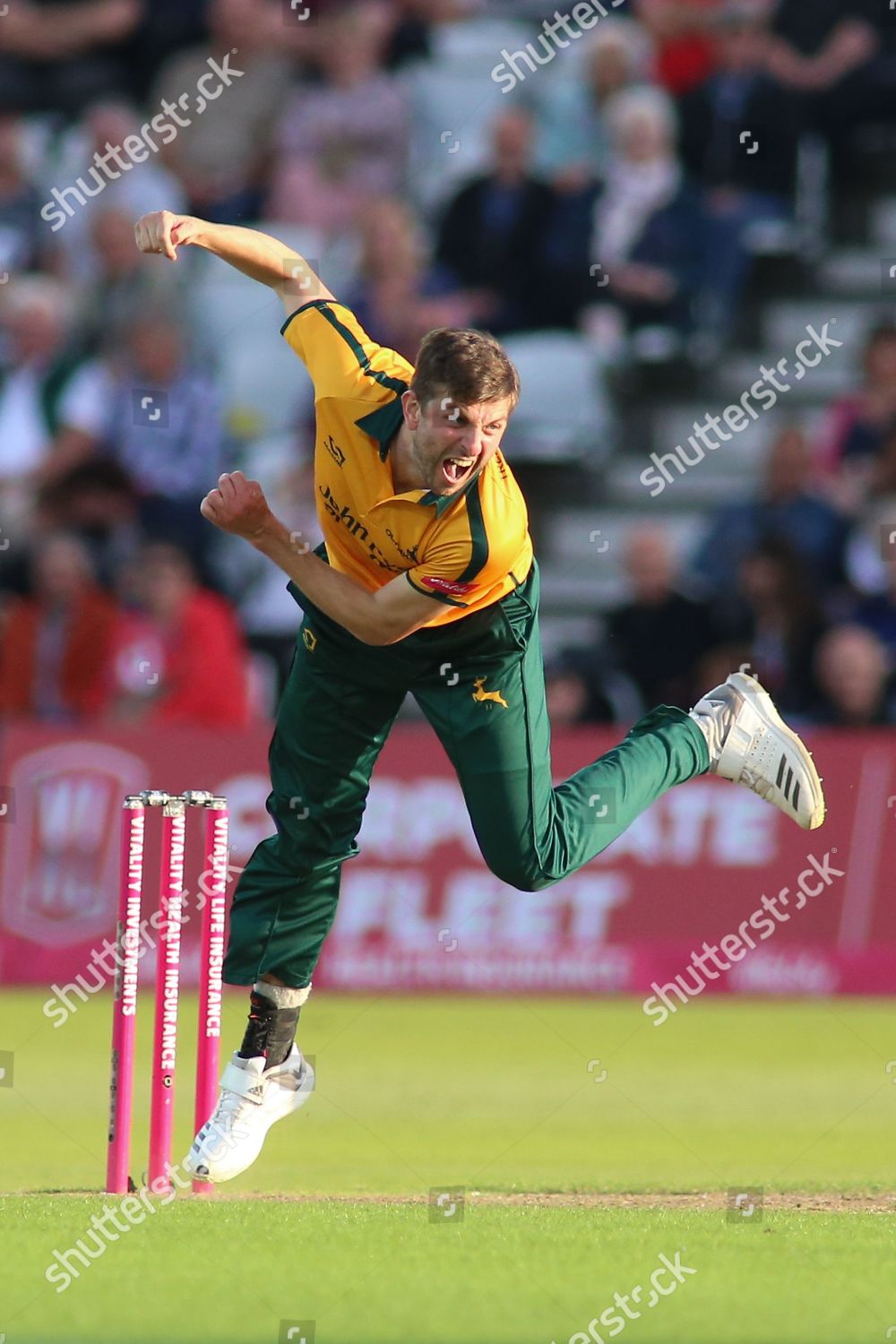 Harry Gurney Nottinghamshire Outlaws Bowling During Editorial Stock ...