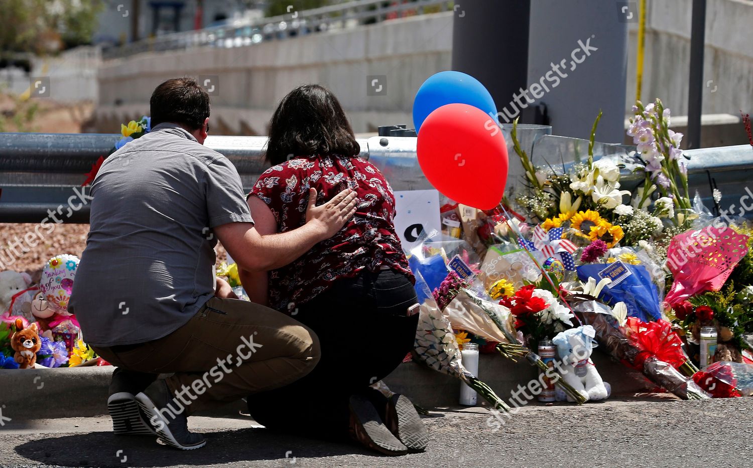 Man Comforts Woman While Kneeling Front Make Editorial Stock Photo