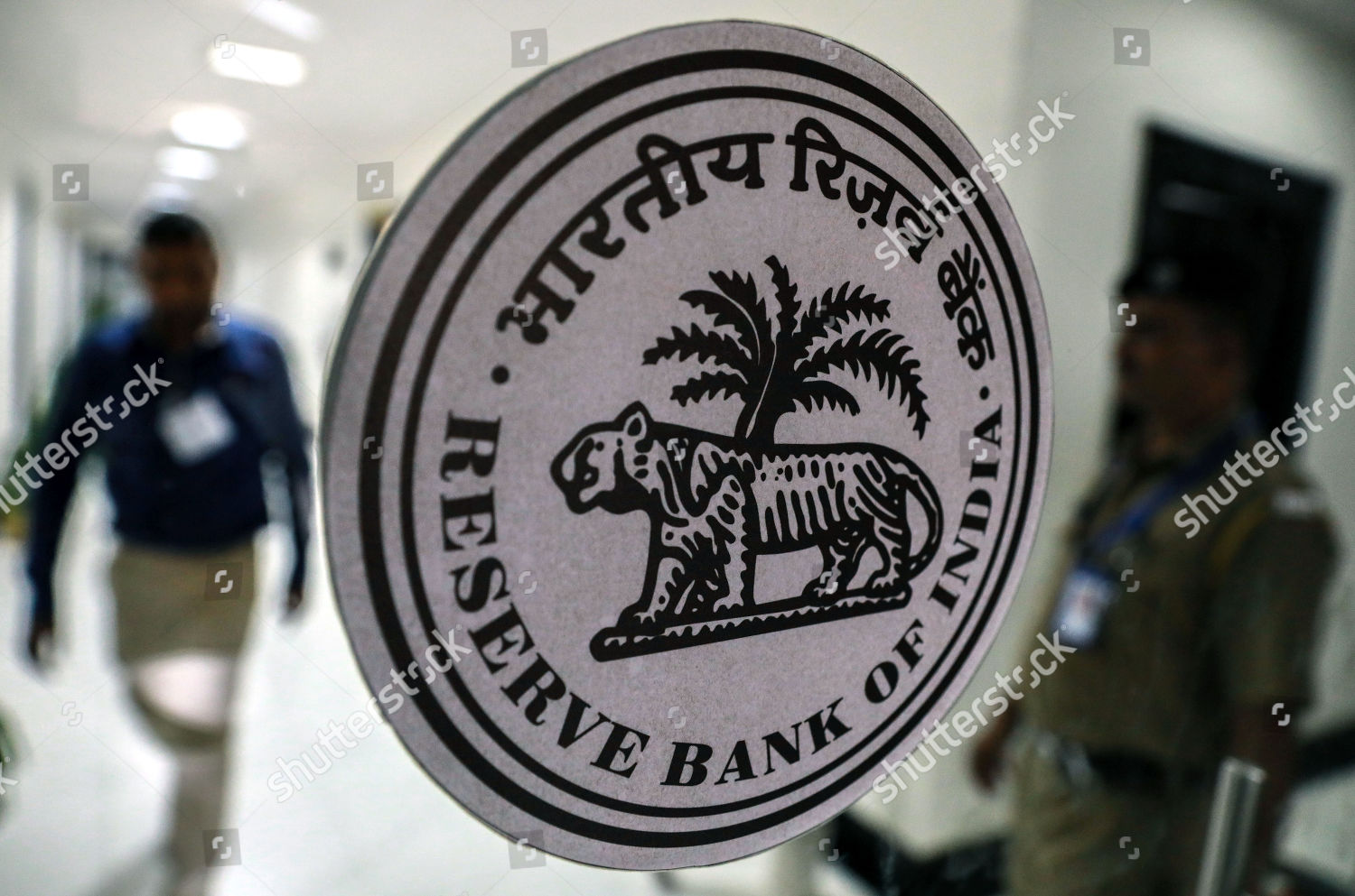 Indian Security Officer R Stands Near Logo Editorial Stock Photo