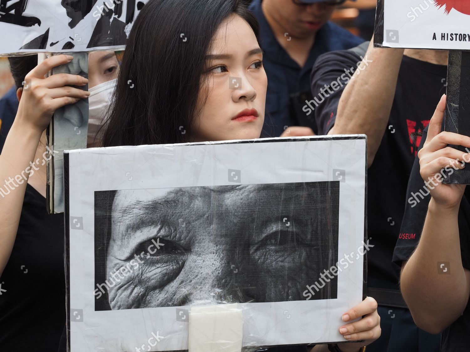 Protester Holds Photo Former Comfort Woman During Editorial Stock