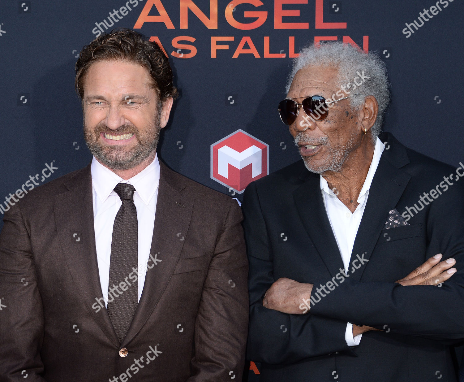 Gerard Butler Morgan Freeman Editorial Stock Photo - Stock Image
