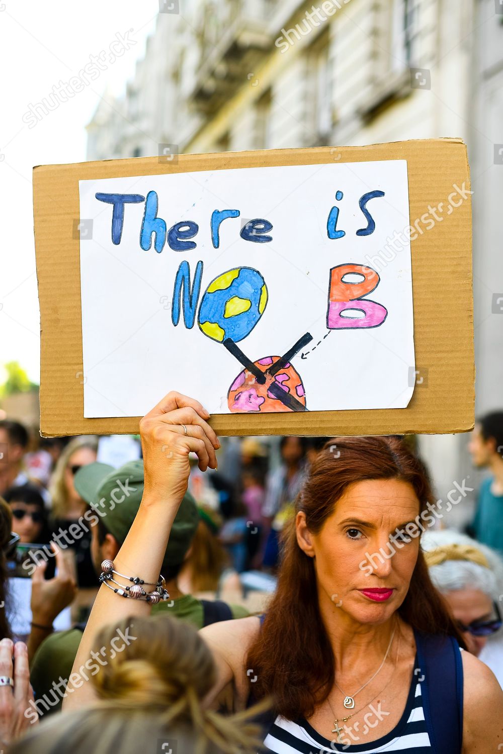 Protester Holding There No Planet B Sign Editorial Stock Photo